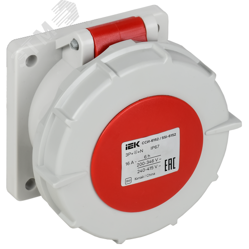 Розетка встраиваемая прямаяССИ-6152 16А-6ч 380В 3P+PE+N IP67 IEK