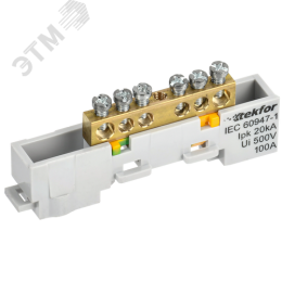 TEKFOR Шина PE земля неизолированная на универсальном держателе 6х9-6-Ж IEK