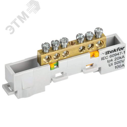 TEKFOR Шина PE земля неизолированная на универсальном держателе 6х9-6-Ж IEK