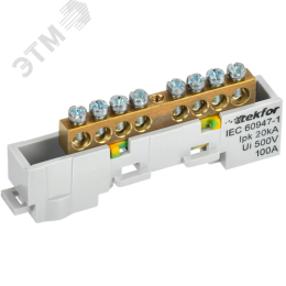 TEKFOR Шина PE земля неизолированная на универсальном держателе 6х9-8-Ж IEK