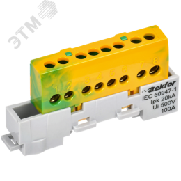 TEKFOR Шина PE земля изолированная на универсальном держателе 6х9-8-ЖЗ IEK