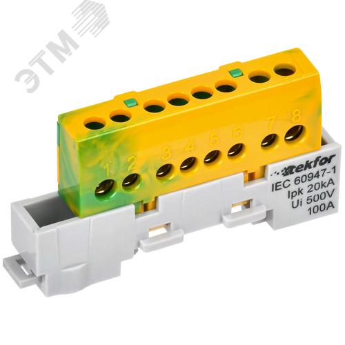 TEKFOR Шина PE земля изолированная на универсальном держателе 6х9-8-ЖЗ IEK