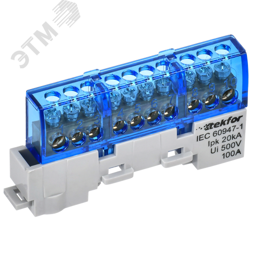 TEKFOR Шина N ноль изолированная на универсальном держателе 6х9-10-С IEK