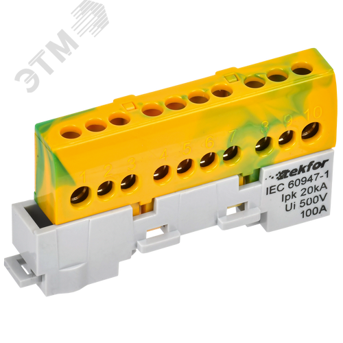 TEKFOR Шина PE земля изолированная на универсальном держателе 6х9-10-ЖЗ IEK