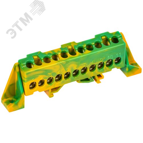 TEKFOR Шина PE земля в комбинированном DIN-изоляторе Стойка 6х9-11-ЖЗ IEK