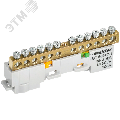 TEKFOR Шина PE земля неизолированная на универсальном держателе 6х9-12-Ж IEK