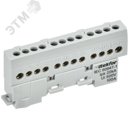 TEKFOR Шина L фаза изолированная на универсальном держателе 6х9-12-Ср IEK