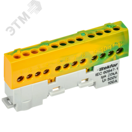 TEKFOR Шина PE земля изолированная на универсальном держателе 6х9-12-ЖЗ IEK