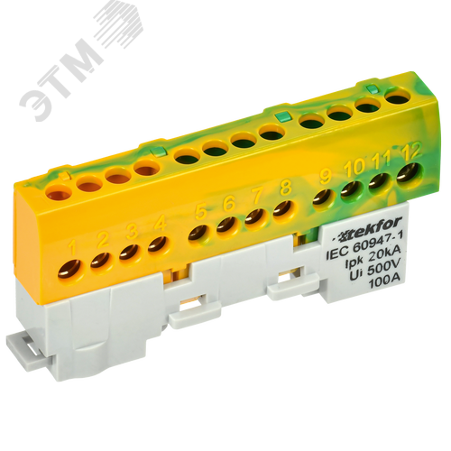 TEKFOR Шина PE земля изолированная на универсальном держателе 6х9-12-ЖЗ IEK