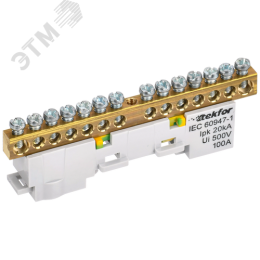 TEKFOR Шина PE земля неизолированная на универсальном держателе 6х9-14-Ж IEK