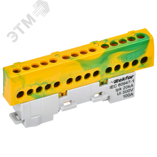 TEKFOR Шина PE земля изол на универсальном держателе 6х9-14-ЖЗ IEK