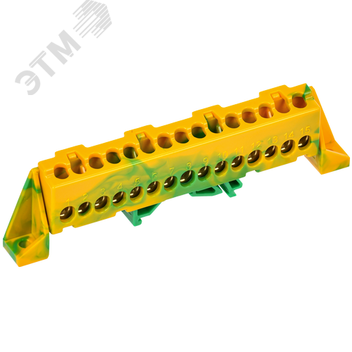 TEKFOR Шина PE земля в комбинированном DIN-изоляторе Стойка 6х9-15-ЖЗ IEK