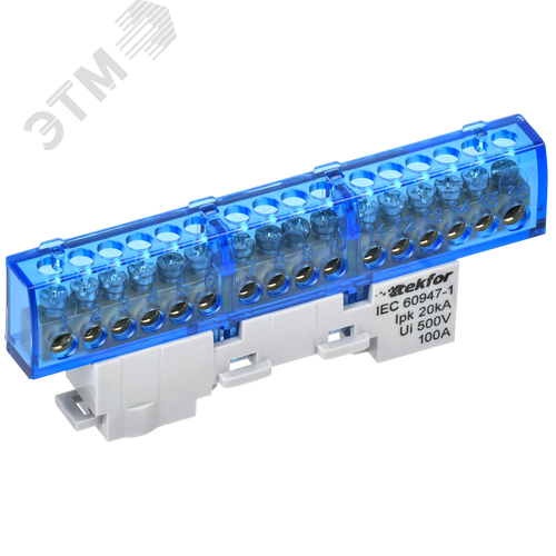 TEKFOR Шина N ноль изолированная на универсальном держателе 6х9-16-С IEK