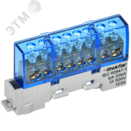 TEKFOR Шина N ноль изолированная на универсальном держателе 8х12-8-С IEK