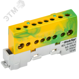 TEKFOR Шина PE земля изолированная на универсальном держателе 8х12-8-ЖЗ IEK