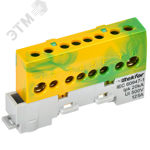 TEKFOR Шина PE земля изолированная на универсальном держателе 8х12-8-ЖЗ IEK