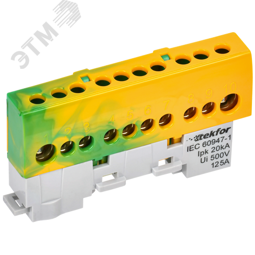 TEKFOR Шина PE земля изолированная на универсальном держателе 8х12-10-ЖЗ IEK