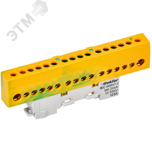 TEKFOR Шина PE земля изолированная на универсальном держателе 8х12-16-ЖЗ IEK