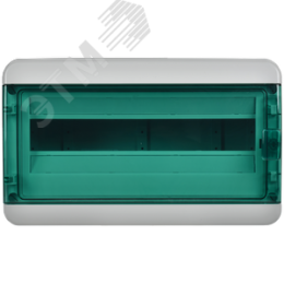 Корпус пластиковый навесной на 18 модулей КМПн-18 IP65 TEKFOR зеленая прозрачная дверь