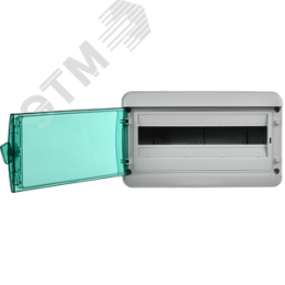 Корпус пластиковый навесной на 18 модулей КМПн-18 IP65 TEKFOR зеленая прозрачная дверь