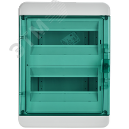 Корпус пластиковый навесной на 24 модуля КМПн-24 IP65 TEKFOR зеленая прозрачная дверь