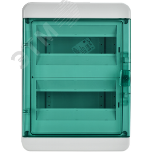 Корпус пластиковый навесной на 24 модуля КМПн-24 IP65 TEKFOR зеленая прозрачная дверь