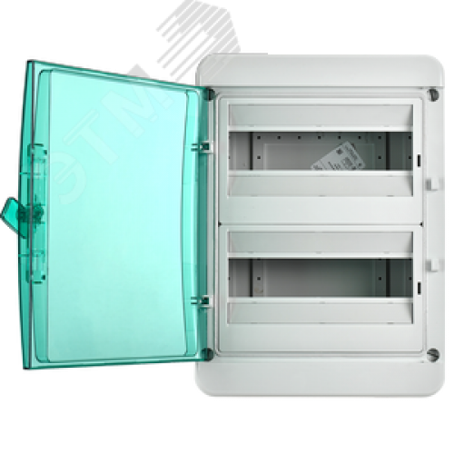 Корпус пластиковый навесной на 24 модуля КМПн-24 IP65 TEKFOR зеленая прозрачная дверь