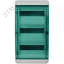 Корпус пластиковый навесной на 36 модулей КМПн-36 IP65 TEKFOR зеленая прозрачная дверь