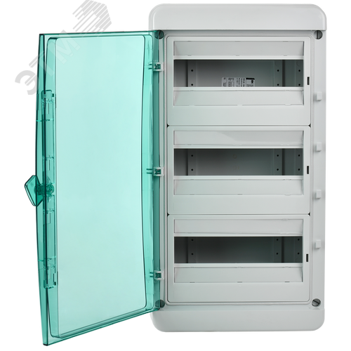 Корпус пластиковый навесной на 36 модулей КМПн-36 IP65 TEKFOR зеленая прозрачная дверь