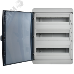 Корпус пластиковый навесной на 54 модуля КМПн-54 IP65 TEKFOR черная прозрачная дверь