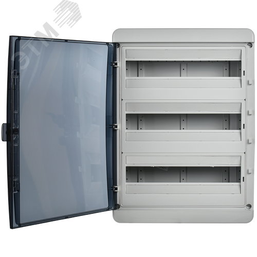 Корпус пластиковый навесной на 54 модуля КМПн-54 IP65 TEKFOR черная прозрачная дверь
