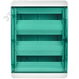 Корпус пластиковый навесной на 54 модуля КМПн-54 IP65 TEKFOR зеленая прозрачная дверь