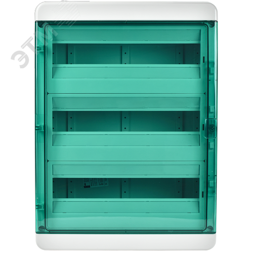 Корпус пластиковый навесной на 54 модуля КМПн-54 IP65 TEKFOR зеленая прозрачная дверь