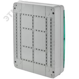 Корпус пластиковый навесной на 54 модуля КМПн-54 IP65 TEKFOR зеленая прозрачная дверь