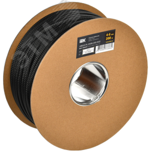 Оплетка кабельная 4-6мм полиэстер 200м черная IEK