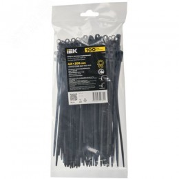 Хомут P6.6 с винтовым креплением черный 4.8х200мм 100шт/упак IEK