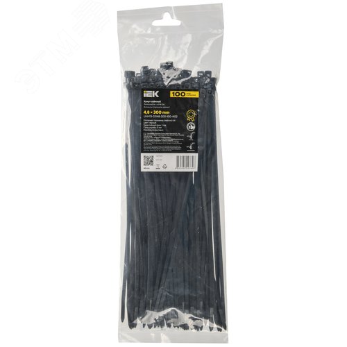 Хомут P6.6 съемный черный 4.8х300мм 100шт/упак IEK