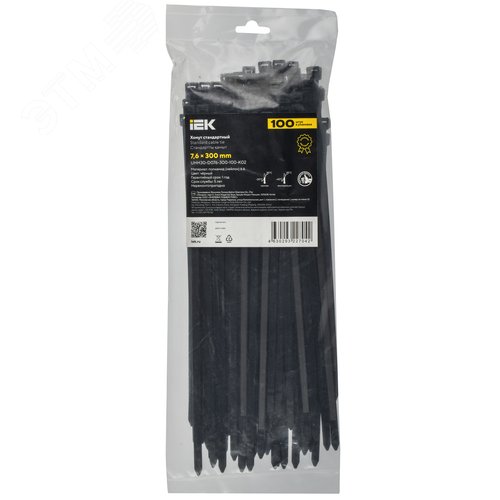 Хомут P6.6 стандартный черный 7.6х300мм 100шт/упак IEK