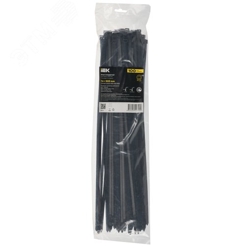 Хомут P6.6 стандартный черный 7.6х500мм 100шт/упак IEK