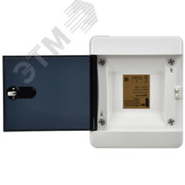 Корпус пластиковый навесной на 4 модуля ЩРН-П-4 IP41 UNION Compact черная прозрачная дверь