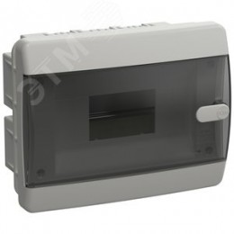 Корпус пластиковый встраиваемый на 8 модулей ЩРВ-П-8 IP41 UNION Compact черная прозрачная дверь