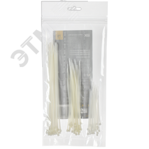 Набор хомутов 2,5х100, 2,5х150, 2,5х200 бел. (75шт/упак)