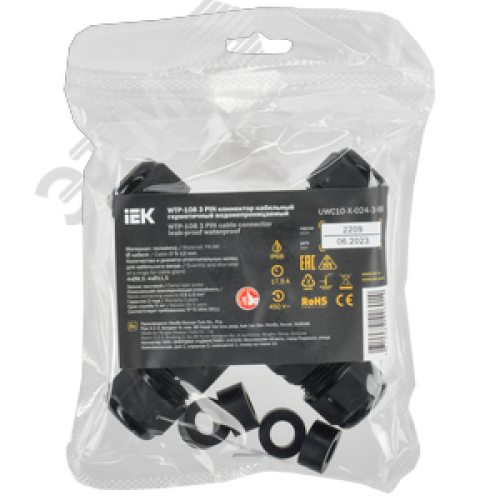 Коннектор кабельный герметичный WTP-108 3 PIN IP68 IEK