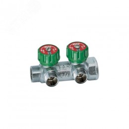 Коллектор регулирующий 3/4  ВР-НР с 2 отводами 1/2 EU с вставкой под плоское уплотнение