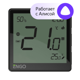 Терморегулятор универсальный черный, с модулем Zigbee, с питанием 230, со встроенным датчиком влажности, с возможностью подключения датчика пола