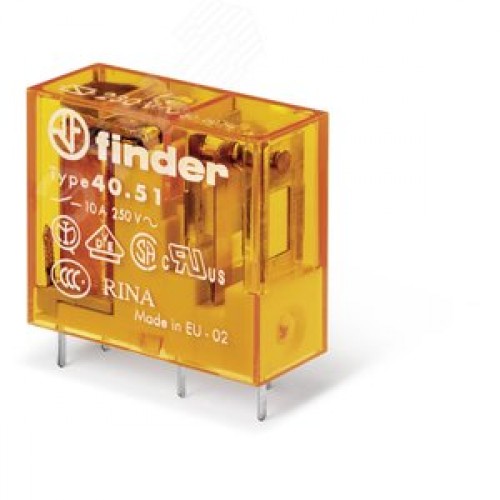 Реле электромеханическое универсальное миниатюрное, монтаж на печатную плату или в розетку, выводы с шагом 5мм, 1СO 10A, контакты AgNi, катушка 230В AC, степень защиты RTII