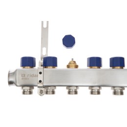 Коллекторная группа SSM-10R set 10 контуров 1'X3/4' с термостатическими клапанами и кронштейнами