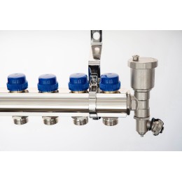 Коллекторная группа FHF-6RF set 6 контуров 1'x3/4' с расходомерами, воздухоотводчиками и кронштейнами