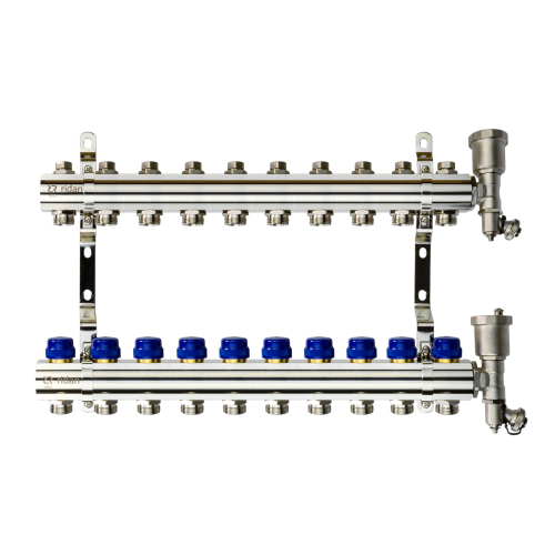 Коллекторная группа FHF-10R set 10 контуров 1'x3/4' c воздухоотводчиками и кронштейнами