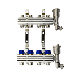 Коллекторная группа FHF-4R set 4 контура 1'x3/4' c воздухоотводчиками и кронштейнами